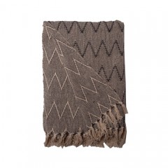THROW ZIG OFF WHITE BROWN - BLANKETS, TOWELS